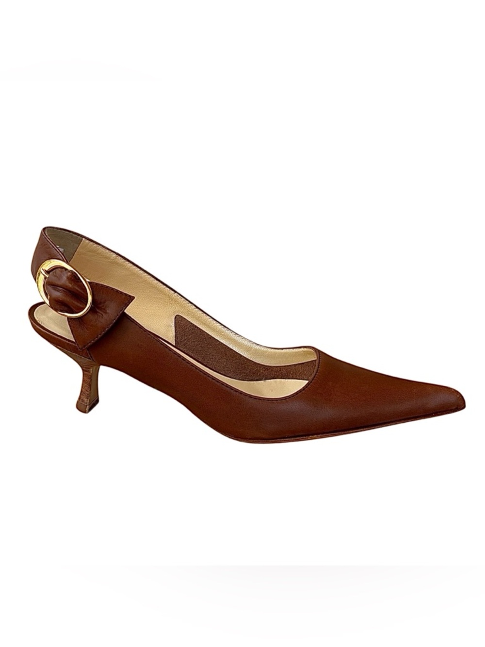GIUSEPPE ZANOTTI Cognac Leather Slingback Heels